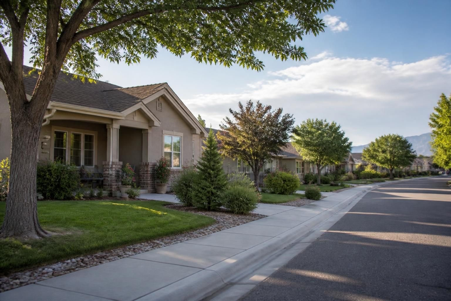Well-kept neighborhood homes in the Pueblo area.